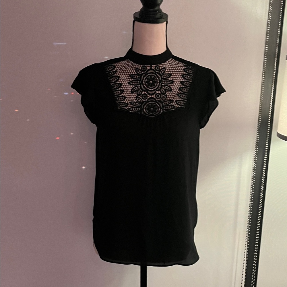 Express Black Women's Blouse with Lace Detail